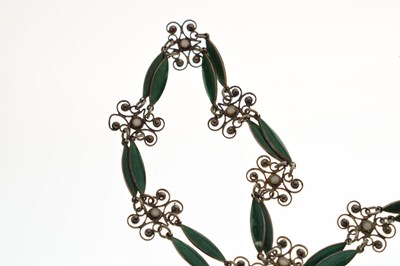 Lot 73 - Norwegian Marius Hammer white metal (950) and enamel necklace