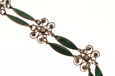 Lot 73 - Norwegian Marius Hammer white metal (950) and enamel necklace