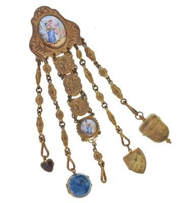 Lot 47 - French metal five suspension chatelaine