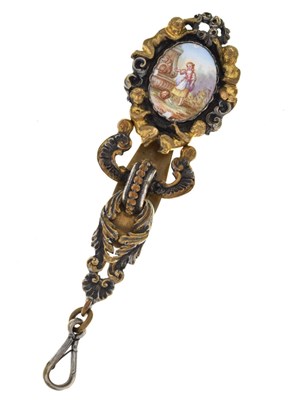 Lot 48 - French metal single suspension chatelaine