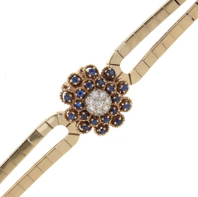 Lot 145 - Tourneau lady's 1950's diamond and sapphire set bracelet watch