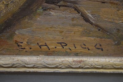 Lot 300 - Ernest Higgins Rigg (Staithes Group, 1868-1947) - Oil on board - Harbour scene