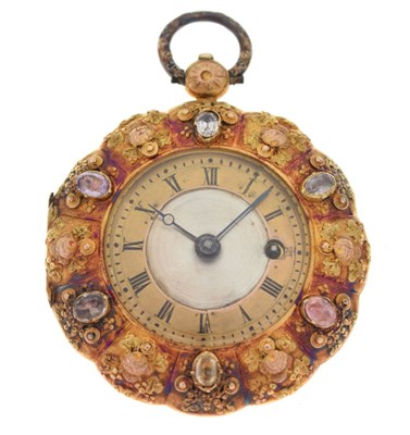 Lot 69 - Leroy & Fils - Two-colour gold and gem set pocket watch