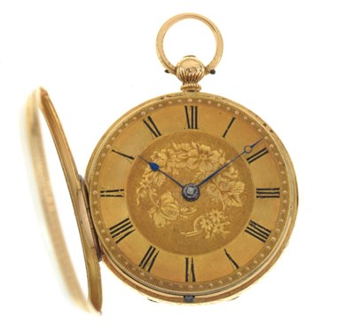 Lot 73 - Anonymous 18ct gold open faced pocket watch