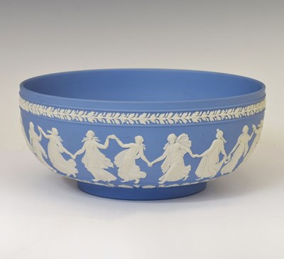 Lot 487 - Late 20th century Wedgwood blue jasperware ‘Dancing Hours’ bowl