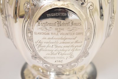 Lot 114 - Glamorgan Rifle Volunteer Corps Interest - Victorian silver claret jug