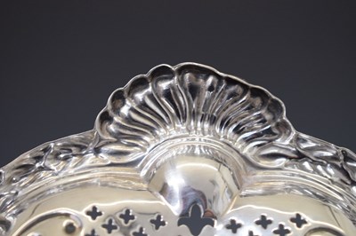 Lot 108 - Victorian silver fruit bowl with scroll foliate and pierced decoration