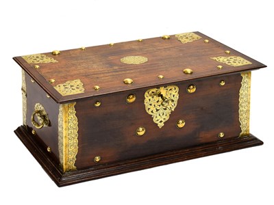Lot 539 - 18th century Colonial brass-mounted padouk or trunk in the Dutch East India Company taste