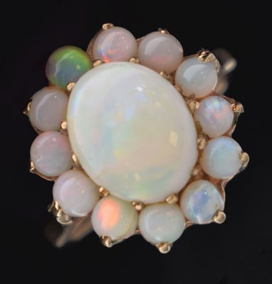 Lot 48 - 9ct gold opal cluster ring