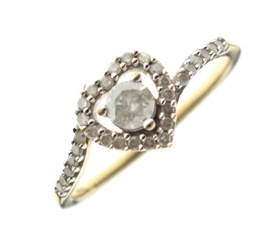 Lot 25 - 9ct gold diamond set heart-shaped ring