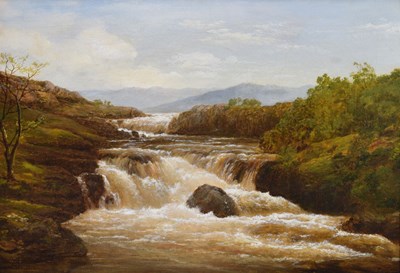 Lot 424 - Edmund Ward ('Waterfall.) Gill, (1820-1894) - Oil on canvas - On the Llugwy