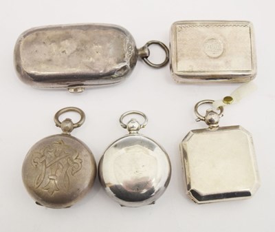 Lot 211 - Four silver sovereign and coin cases and a George III silver vinaigrette