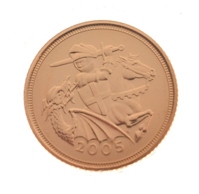 Lot 315 - Two Elizabeth II gold proof half sovereigns, 2005