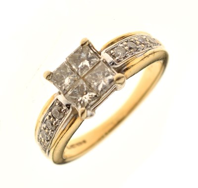 Lot 23 - 18ct gold invisible set princess cut diamond ring