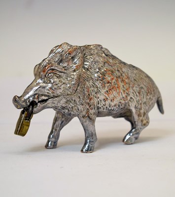 Lot 150 - Silver-plated novelty money box in the form of a wild boar