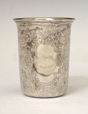 Lot 127 - 19th century Russian silver beaker or vodka cup