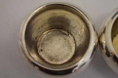 Lot 91 - Pair of Victorian silver cauldron salts