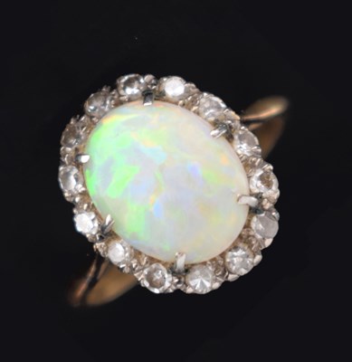 Lot 33 - Opal and diamond cluster ring