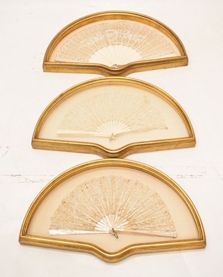 Lot 210 - Three cased 19th century lace-decorated fans