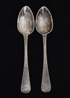 Lot 101 - Pair of Channel Island silver teaspoons