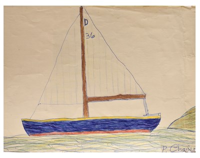 Lot 445 - His Majesty King Charles III (b.1948) - Mixed media study of a sailing boat