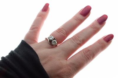 Lot 6 - Diamond 'toi et moi' two-stone white metal ring