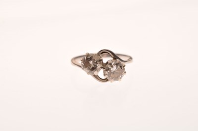 Lot 6 - Diamond 'toi et moi' two-stone white metal ring