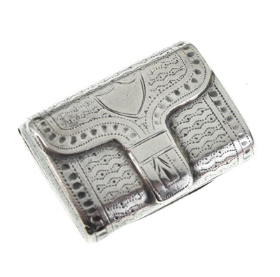 Lot 112 - George III silver vinaigrette in the form of a satchel