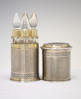 Lot 121 - Early 20th Century French 900 silver standard cylindrical perfume bottle case and cover