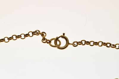 Lot 39 - Garnet 14ct yellow gold pendant necklace, pendant set with large round faceted garnet to the base