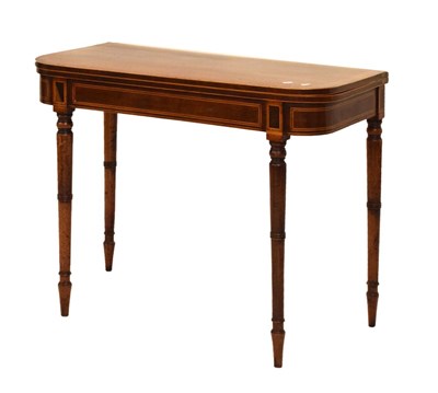 Lot 603 - George III inlaid mahogany fold over card table