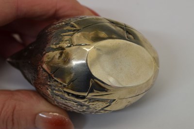 Lot 92 - Edward VII silver novelty pin cushion in the form of a hatching chick