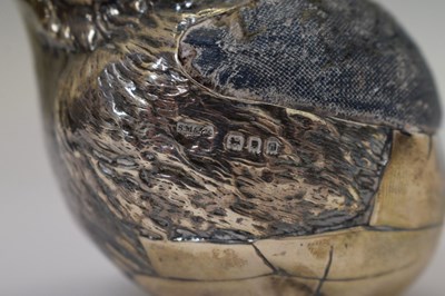 Lot 92 - Edward VII silver novelty pin cushion in the form of a hatching chick