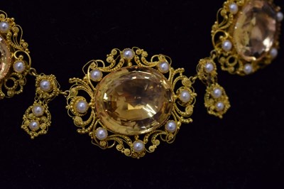Lot 46 - Impressive citrine and pearl necklace