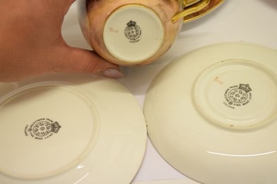 Lot 345 - Six Royal Worcester porcelain fruit painted cups, saucers and plates
