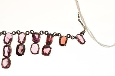 Lot 52 - Early 20th century tourmaline white metal fringe necklace