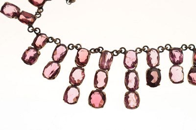 Lot 52 - Early 20th century tourmaline white metal fringe necklace