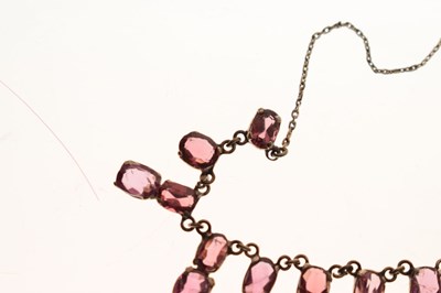 Lot 52 - Early 20th century tourmaline white metal fringe necklace