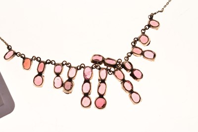 Lot 52 - Early 20th century tourmaline white metal fringe necklace