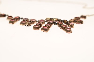 Lot 52 - Early 20th century tourmaline white metal fringe necklace