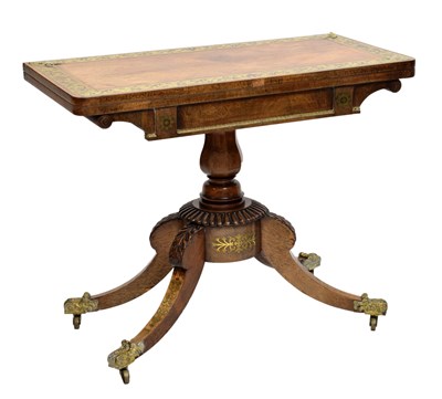Lot 575 - George IV brass inlaid and ormolu mounted rosewood card table