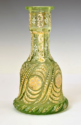 Lot 370 - Late 19th or early 20th century pale green glass huqqa / hookah base