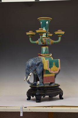 Lot 302 - Rare and impressive Victorian Minton majolica elephant table centrepiece