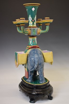 Lot 302 - Rare and impressive Victorian Minton majolica elephant table centrepiece