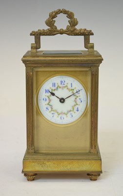 Lot 680 - French gilt metal cased carriage timepiece