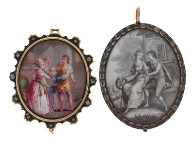 Lot 44 - Two early 19th century painted pendants