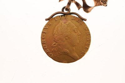 Lot 130 - George III gold guinea, 1791, with a later 9ct brooch mount