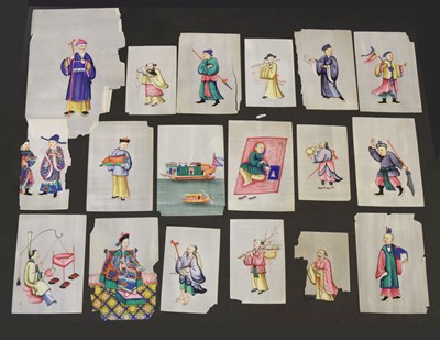 Lot 578 - Group of eighteen Chinese rice paper paintings