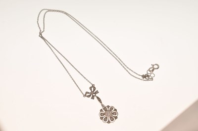 Lot 36 - Diamond Belle Époque 18ct white gold pendant necklace