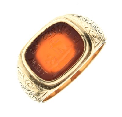 Lot 25 - 9ct gold carnelian intaglio ring